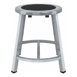 Pemberly Row 18" Stool Black Steel Seat Gray Frame with Curved Footring - Picture 1 of 3