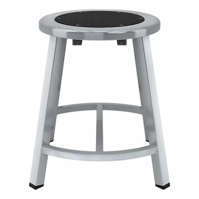 Pemberly Row 18" Stool Black Steel Seat Gray Frame with Curved Footring - Image 1 of 3