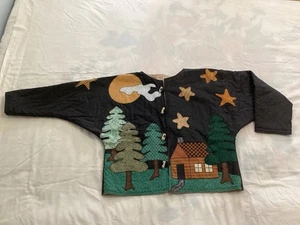 JACKET HANDMADE RUSTIC Cabin QUILTED Patchwork Cabin In Woods X-large - Picture 1 of 16