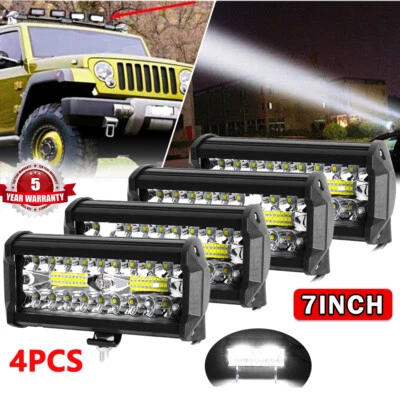 4pc 7" Inch LED Work Light Bar Flood Spot Pods Offroad Fog Driving For ATV Truck - Image 1 of 4