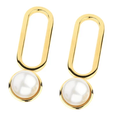 1 Paar Ernstes Design Einhänger für Creole EH10 Edelstahl poliert mit Perle - Bild 1 von 2