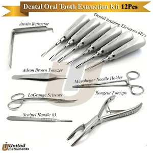 Veterinary Dental Extraction Kit Luxating Elevator Rongeur Plier Mirco Oral Set - Picture 1 of 12