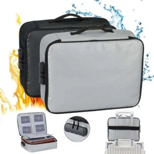 Large Fireproof Document Box with Lock File Storage Waterproof Safe Bag Cash Box - Picture 1 of 12
