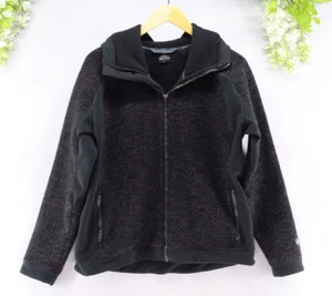 Kuhl Stout Women's Jacket Full Zip Hooded Fleece Wool Blend Black Sz L - Picture 1 of 9