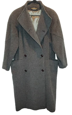 Vtg London Fog Womens 8R Green Herringbone Tweed Heavy Wool Union Label Overcoat - Image 1 of 4