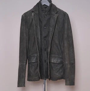 ALL SAINTS Suede Leather Blazer Jacket SMALL Mens Grey SURVEY Waxed Celebrity S - Picture 1 of 24