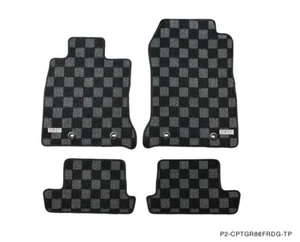 P2M Checkered Flag Front & Rear Carpet Floor Mats Set for BRZ / GR86 22+ New - Picture 1 of 3