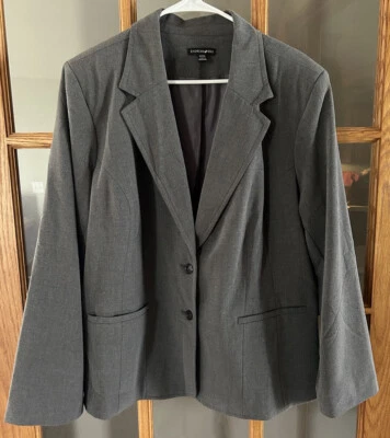 Blazer Traje Chaqueta Moda Gris Insecto Forrado Oficina Carrera Talla 22W Usado en Excelente Condición Foto 1 de 4