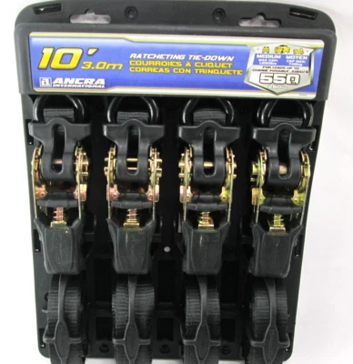 ANCRA International 10' 3,0 m trinquete amarre - Juego de 4 piezas - Capacidad máxima 1.650 libras Foto 1 de 3