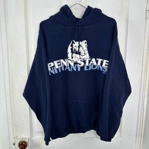 Penn State University Hoodie Sweatshirt Mens Lrg Navy Nittany Lion Spell Out Vtg - Picture 1 of 6