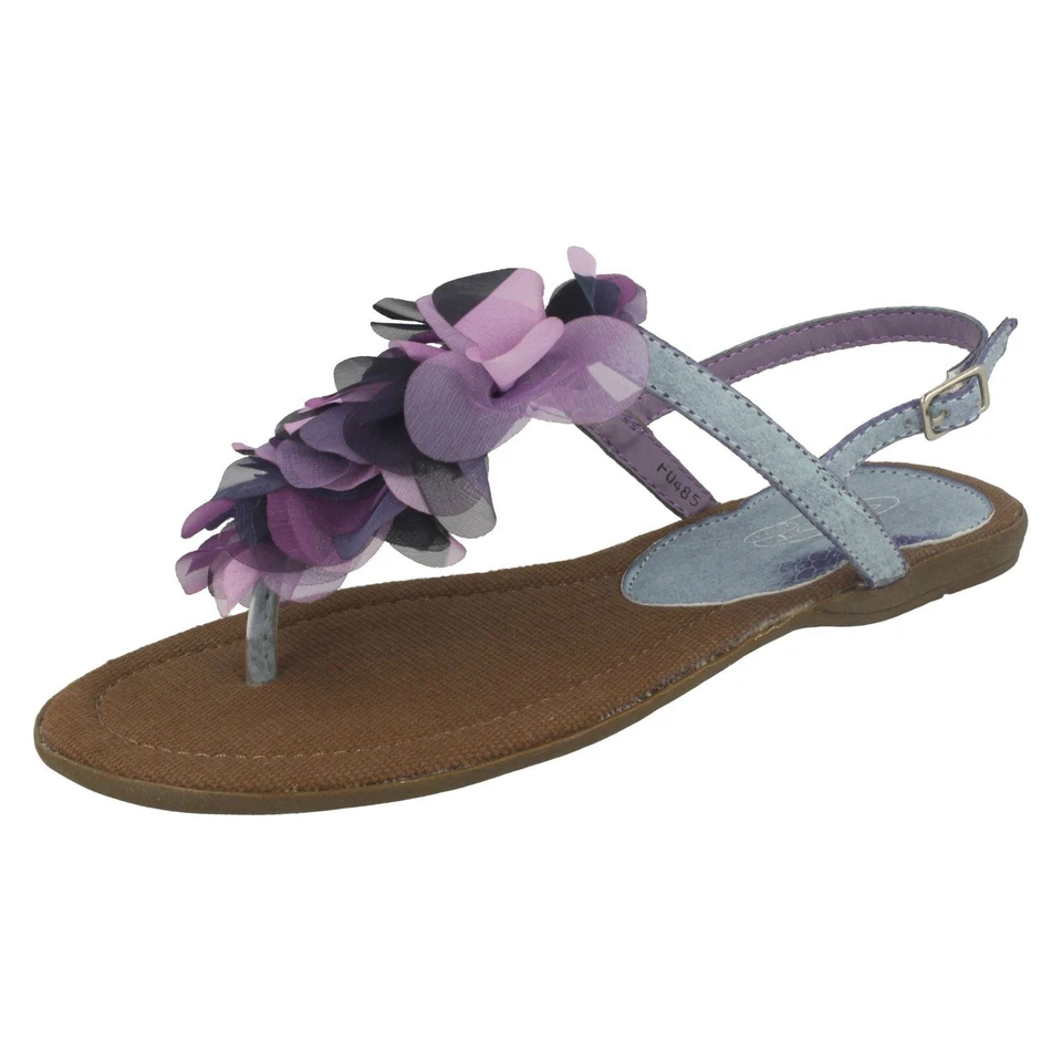 Mujer Spot On Plano de Dedo Sandalias con Flor de Adorno - Imagen 1 de 1