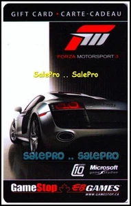 EB GAMES GAMESTOP MICROSOFT FORZA MOTORSPORT 3 RACING RARE COLLECTIBLE GIFT CARD - Picture 1 of 2