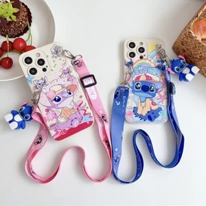 For iPhone Samsung Xiaomi OPPO 3D Cute Cartoon Gift Hat Stitch Doll + Strap Case - Picture 1 of 12
