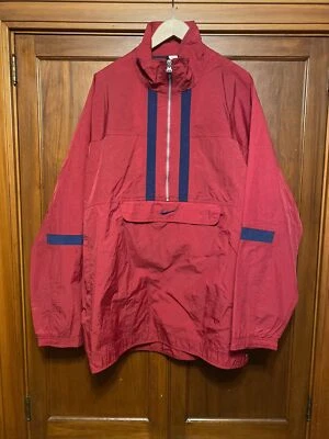 MEN NIKE 1/2 ZIP PULLOVER NYLON WINDBREAKER RETRO WHITE LABEL DARK RED BLUE XL - Image 1 of 4