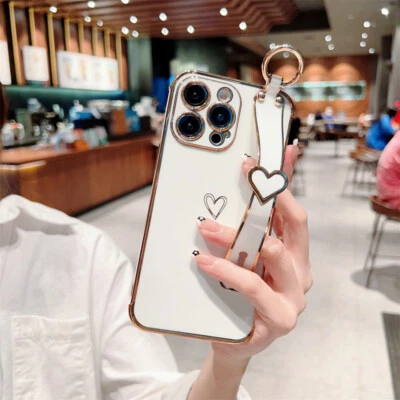 For iPhone 16E 15 14 13 12 11 XR 7 Shockproof Soft TPU Phone Case W/ Wrist Strap - Image 1 of 4