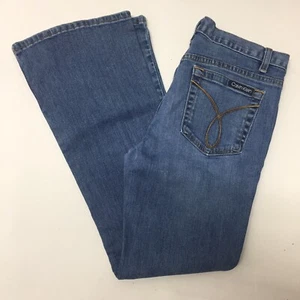 Calvin Klein Flare Jeans Womens Size 6 Stretch Mid Rise Medium Wash Denim - Picture 1 of 5