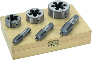6PC 1/4" 3/8" 1/2" STEEL TAP & DIE TOOL THREADER THREAD KIT PIPE THREADING - Picture 1 of 1