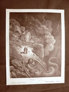Incisione di Gustave Dorè del 1890 Dante Gerione Usurai Divina Commedia Inferno - Imagen 1 de 1