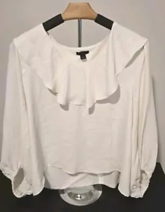 Ann Taylor Women's Top Blouse Size L Large Puffy Ruffled Ivory - Picture 1 of 4