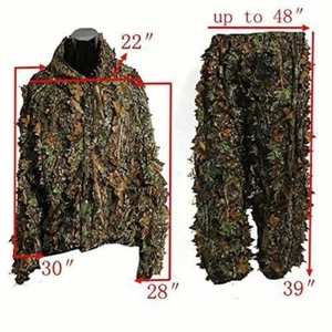 Ghillie Suit woodland Tarnanzug Camo Kleidung Blätter Jacke Tops Hosen Anzug - Bild 1 von 10