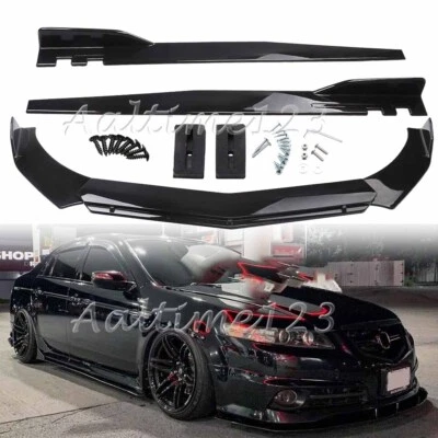 For Acura ILX 2013-2021 47" Side Skirt Front Bumper Lip Spoiler Kit Glossy Black Foto 1 de 4