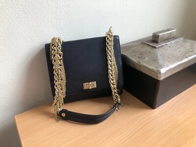 ALEXIS HUDSON BOLSO DE MANO PEQUEÑO DE NOCHE DE CUERO GRANO CADENA DORADA NUEVO Foto 1 de 4