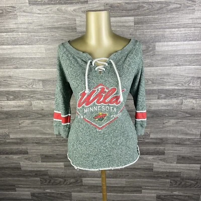 Suéter pulôver feminino NHL Minnesota Wild com cadarço gola V verde tamanho médio 8/10 - Imagem 1 de 4