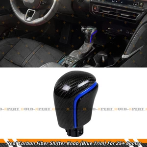 FOR 2025 TOYOTA CAMRY 9TH CARBON FIBER AUTOMATIC AT GEAR SHIFT KNOB W/ BLUE TRIM - Picture 1 of 4