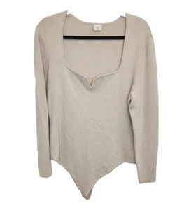 Abercrombie & Fitch Womens Bodysuit Beige Long Sleeve Soft Stretch Size XXL - Picture 1 of 7