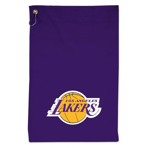 LOS ANGELES LA LAKERS ALL PURPOSE GOLF TAILGATE TOWEL 16"X25" HOOK AND GROMMET Cover