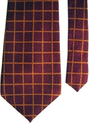 Corbata de cuello a cuadros de seda Guess Usa para hombre roja naranja ancha 4" x 57" Foto 1 de 2