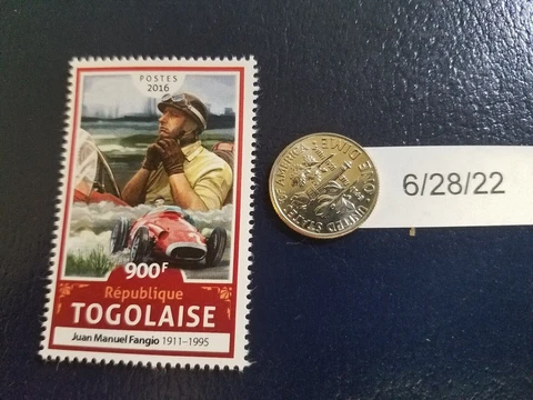 Juan Manuel Fangio Race Car Driver 2016 Republique Togolaise Perforated Stamp Cover