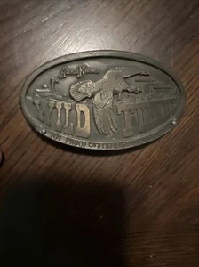 Vintage 1974 Wild Turkey Bourbon Brass Belt Buckle Austin Nichols Bergamot Brass - Picture 1 of 5