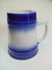 Blue White Stoneware Pottery Big Mug Stein Salt Bristol Glaze - Picture 1 of 5