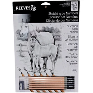 Set de dibujo de caballo y potro dibujo por números lápiz artesanal - Imagen 1 de 6