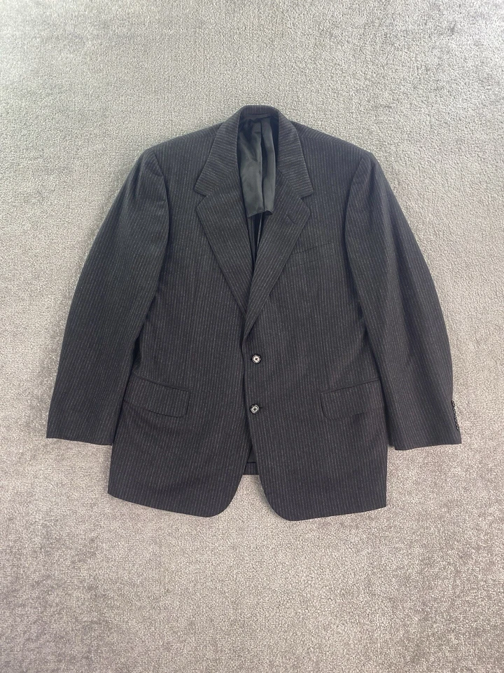 Vintage Oxxford Clothes Suit Jacket 44 R Gray Wool Tweed Striped Luxury Designer - image 1 of 4
