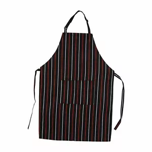 Black and Red STRIPES Chef Apron Kitchen Cooking Catering Butcher - Picture 1 of 2