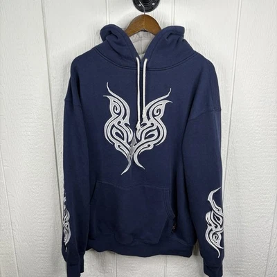 Sudadera con Capucha Vintage Años 2000 Y2K Zafiro Gótico Salón Tribal Estilo Jnco Azul Marino X-Grande Foto 1 de 4