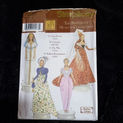 Simplicity 7089 Museum Collection 11.5" Doll Clothes Sewing Pattern UNCUT - Image 1 of 4