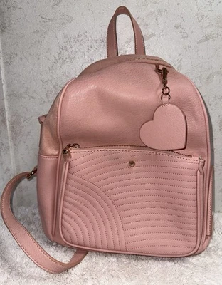 Mochila mediana LC Lauren Conrad rosa polvoriento bolsillo texturizado oro rosa sin usar Foto 1 de 4