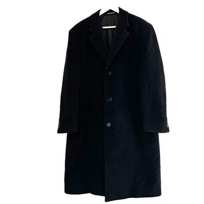 Ralph Lauren Cashmere Wool Over Coat Size 42R Black Single Breast Business Mens - Image 1 of 4