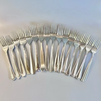 16 Lot Vtg Stainless Flatware DINNER forks SOLID Mixed Mismatched Simple Modern - Image 1 of 4