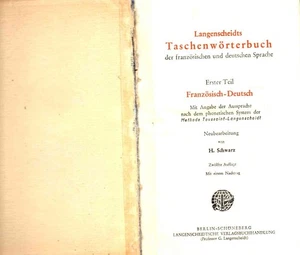 LangenscheidtsTaschenworterbuch - Franzosisch- deutsch| H.Schwarz| Etat correct - Imagen 1 de 1