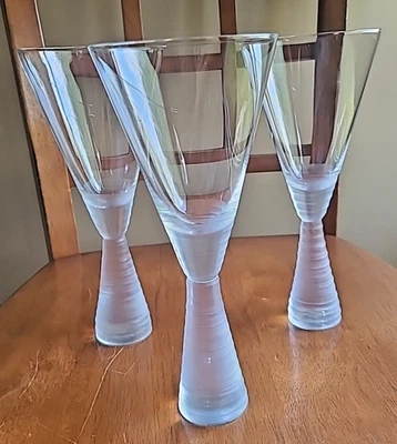 3 Mikasa PURE CLEAR Mod Crystal Wine Water Goblets Glasses  9” RARE 12 oz - Image 1 of 4