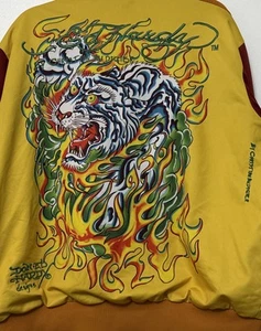 Christian Au Digler Ed Hardy vintage Track Jacket Tiger 90s Theme Embroidered - Picture 1 of 9