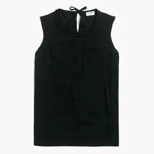 J Crew Sleeveless Top with Pleated Trim Black Plus Size 16 NEW - Picture 1 of 12