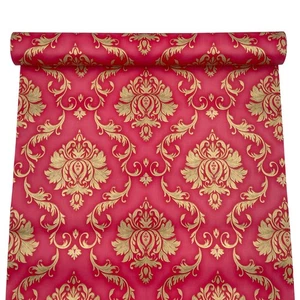 Red Furniture Liner for Dresser Top Protector Gold Damask Removable Wallpaper... - Bild 1 von 9