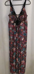 Vintage Nachthemd Vandemere mehrfarbig Blumen seidig Satin Medium TOP - Bild 1 von 7