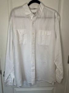 Peter Millar Seaside Hemd Herren XL Langarm Leinenmischung Freizeit bequem weiß - Bild 1 von 5