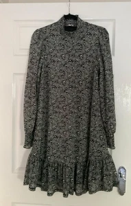Monsoon Smock High Neck Paisley Lined Jersey Dress Black Size Small - Picture 1 of 12